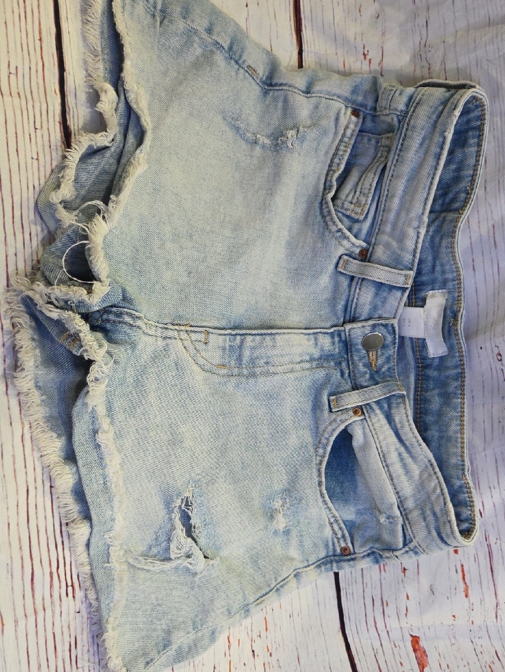 H&M Light Wash Distressed Denim Cutoff Shorts